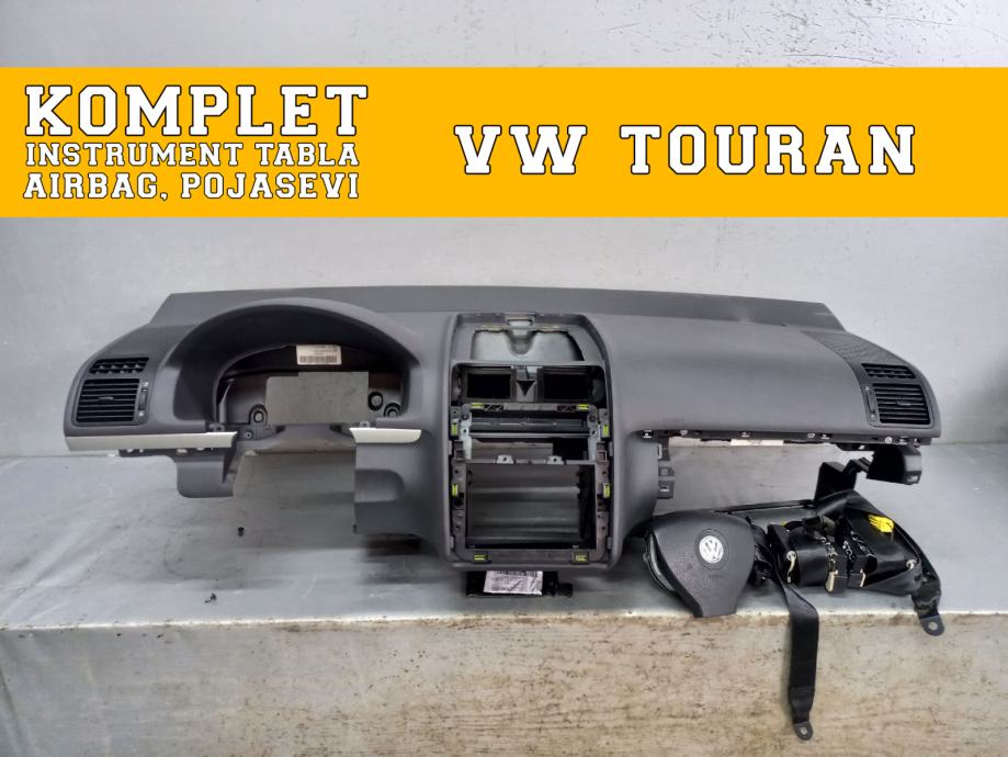 KOMPLET SET INSTRUMENT TABLA AIRBAG POJAS VW TOURAN 03 06