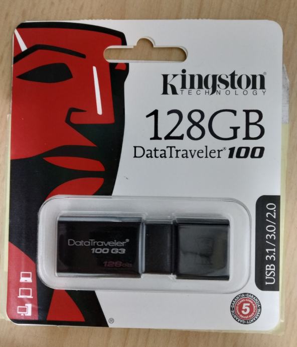 Kingston USB 3.1 128GB DT 100 G3, zapakirani, garancija 5 godina