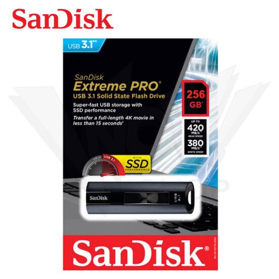 SANDISK EXTREME PRO 256 GB USB 3.1 SOLID STATE FLASH DRIVE Prilika