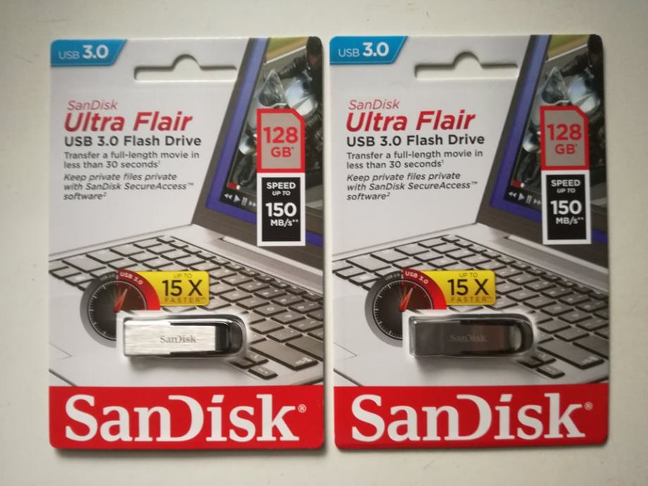 SanDisk Ultra Flair USB 3.0 128GB Flash Drive / USB stick, novo