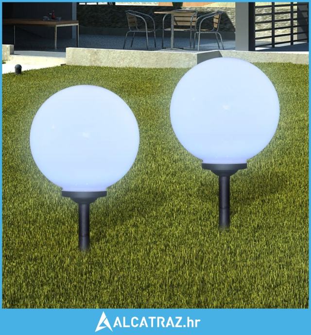 Vanjska solarna LED lampa lopta 30 cm 2 kom sa šiljcima za zemlju - NO