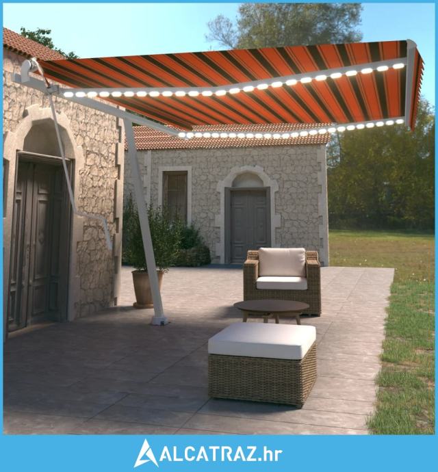 Automatska tenda sa senzorom LED 450x350 cm narančasto-smeđa - NOVO