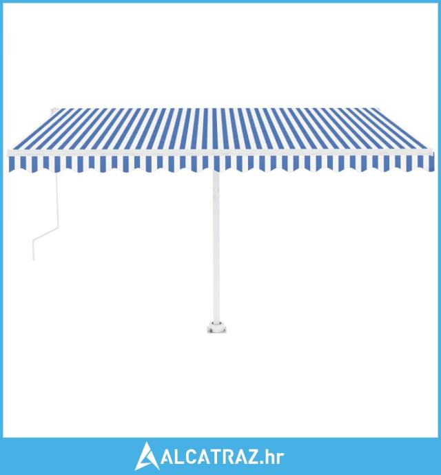 Automatska tenda sa senzorom LED 450x350 cm plavo-bijela - NOVO