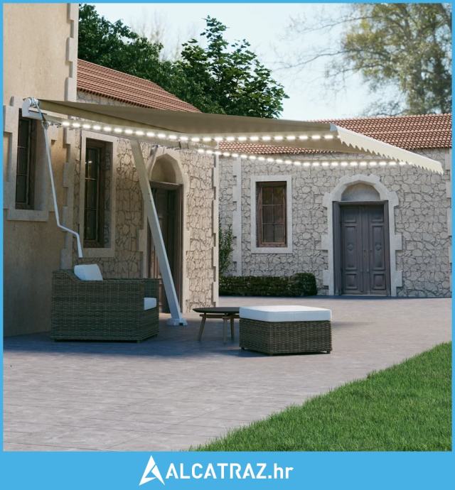 Automatska tenda sa senzorom za vjetar LED 400 x 300 cm krem - NOVO