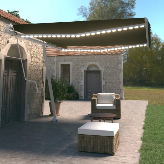 Automatska tenda sa senzorom za vjetar LED 400x350 cm antracit - NOVO