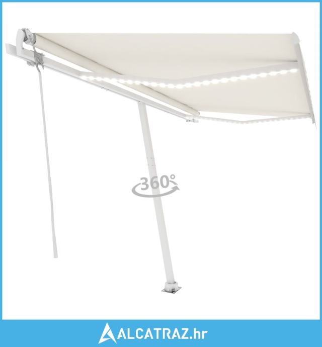 Automatska tenda sa senzorom za vjetar LED 450x350 cm krem - NOVO