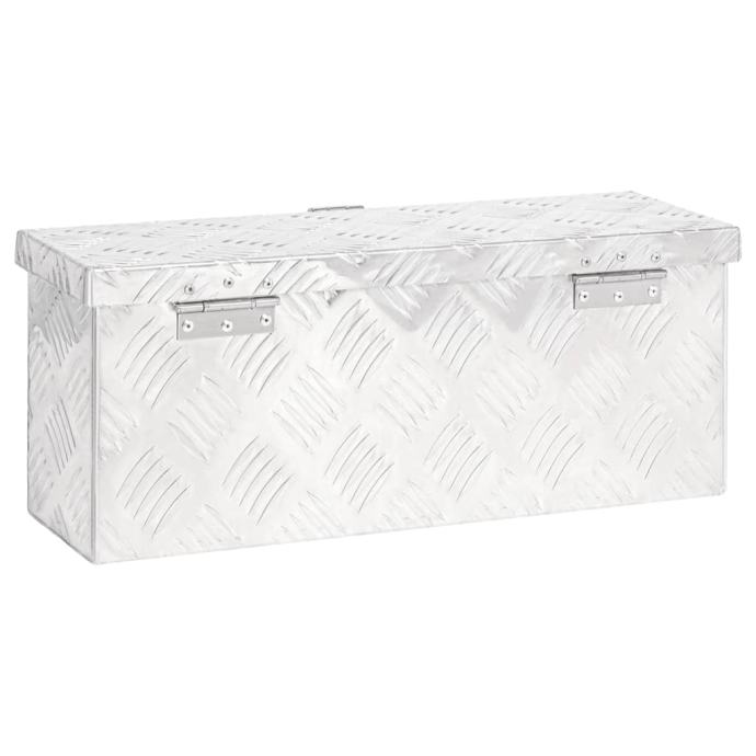 Kutija za pohranu srebrna 50 x 15 x 20,5 cm aluminijska - NOVO
