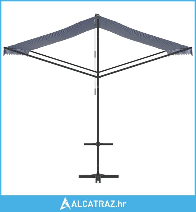 Samostojeća tenda plavo-bijela 300 x 300 cm od tkanine i čelika - NOVO