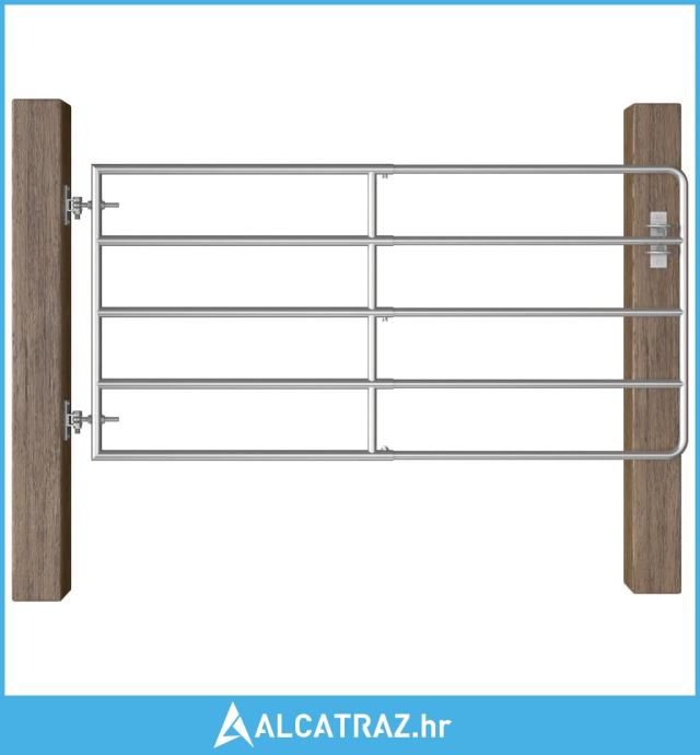 Vrata za polje s 5 šipki čelična (95 - 170) x 90 cm srebrna - NOVO