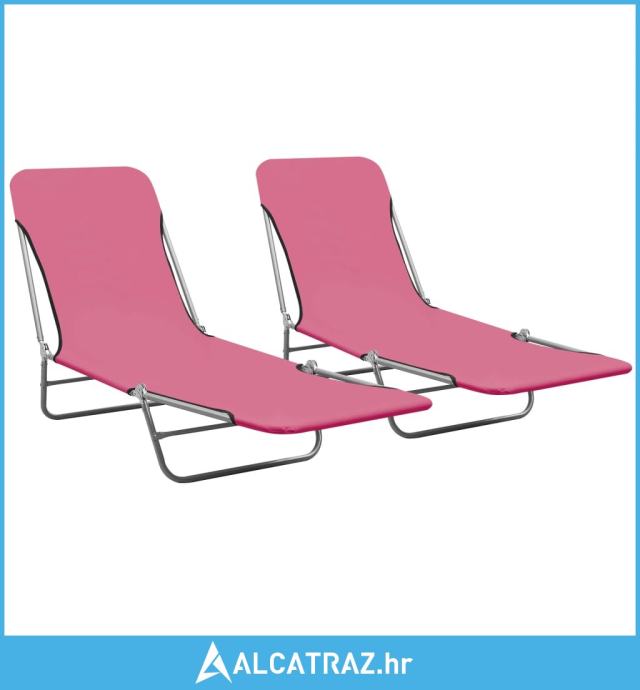 Sklopive ležaljke za sunčanje 2 kom od čelika i tkanine roze NOVO