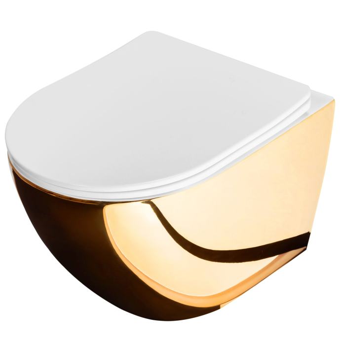 WC školjka (viseća) REA CARLO FLAT MINI GOLD/WHITE