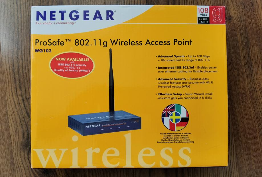 Wireless Access Point Network Netgear WG102 - ProSAFE 54 Mbps, novo.