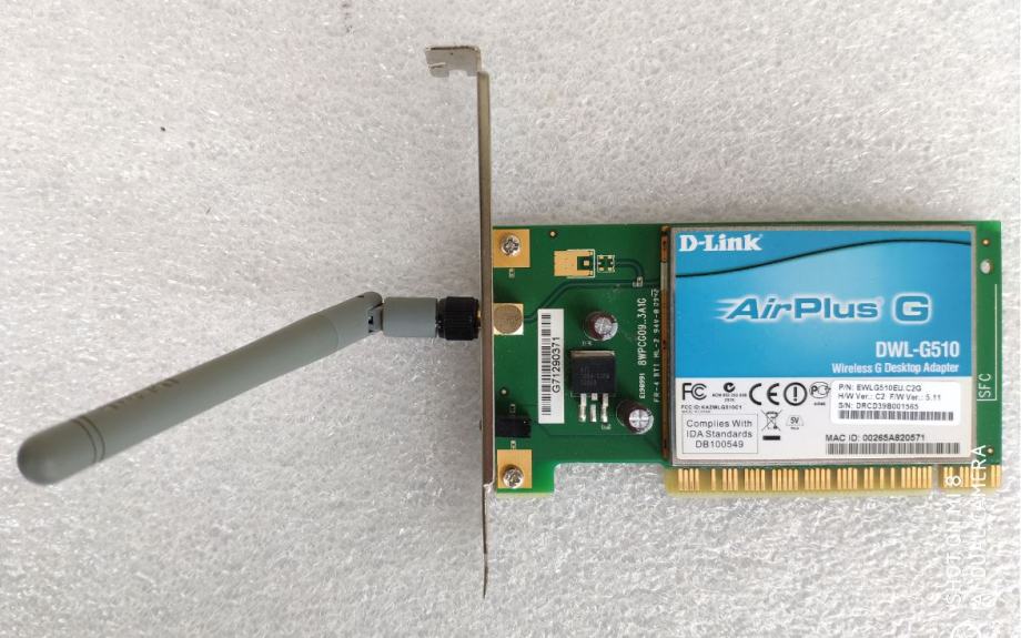 Wireless WiFi mrežna PCI kartica DLINK DWL-G510 AirPlus G - Win10