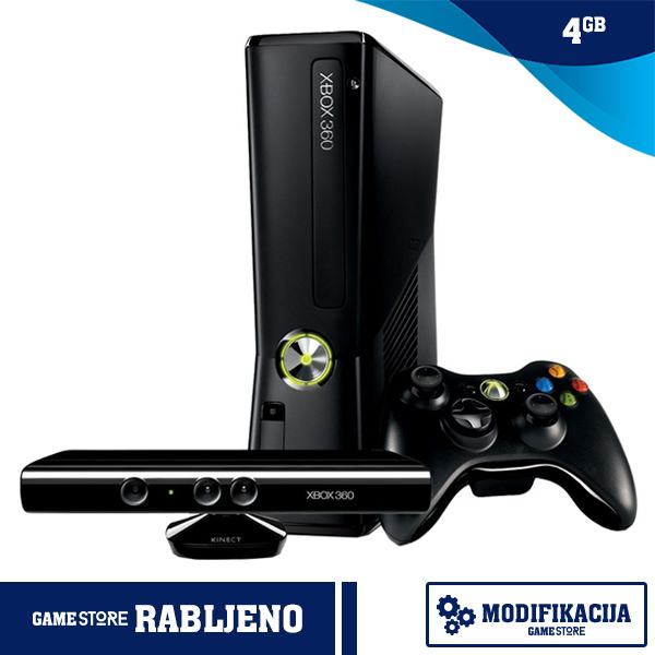 Xbox 360 4GB Slim + Kinect + Modifikacija,TRGOVINA,RABLJENO!