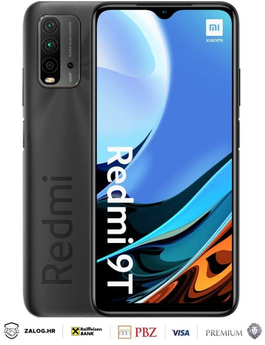 XIAOMI REDMI 9T 128GB CRNI ***DO 24 RATE*** R1! KAO NOVO!