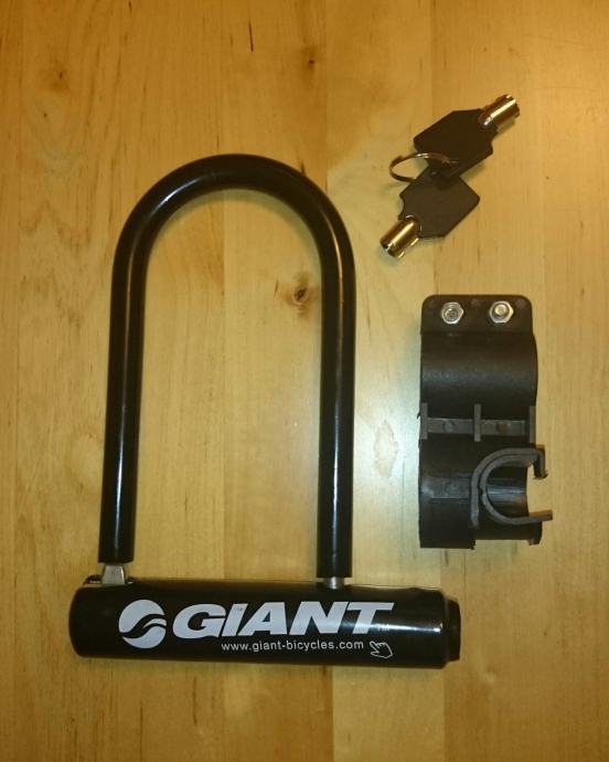 GIANT U-LOCK NOVI lokot za bicikl + nosač + 2 ključa