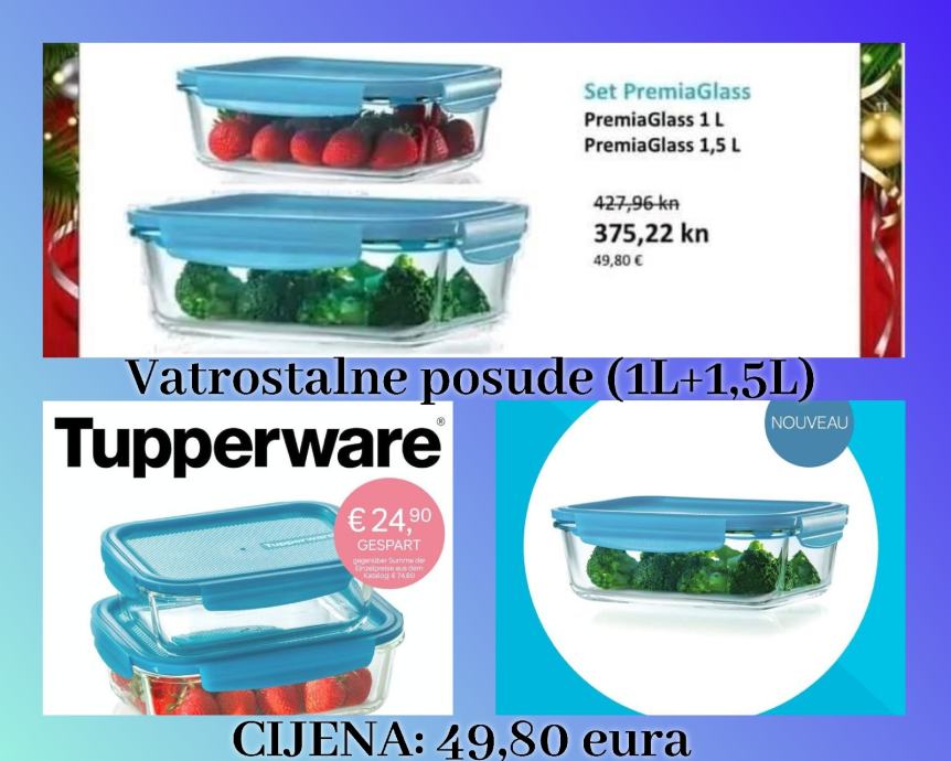 Tupperware Premia Glass set vatrostalnih posuda