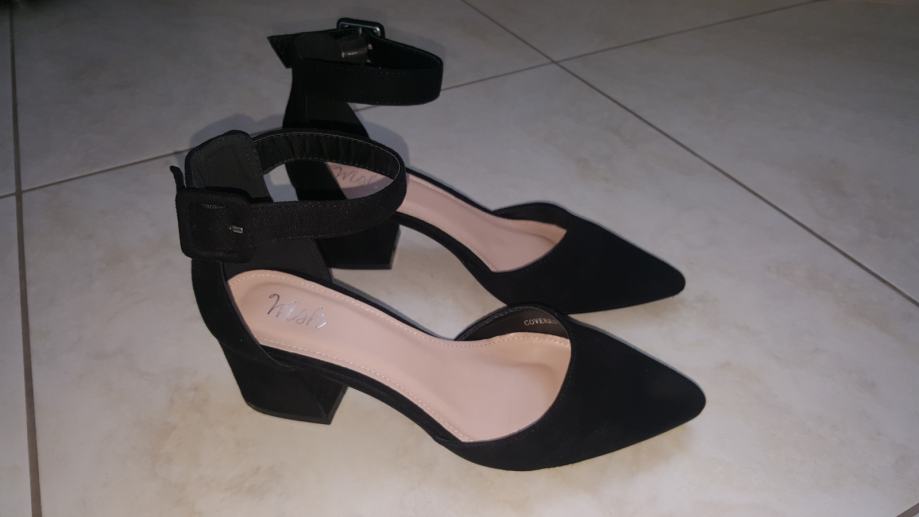 Elegantne crne cipele, brušena koža, broj 38