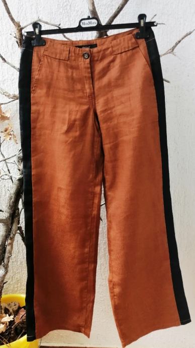 Široke hlače boje konjaka s crtom