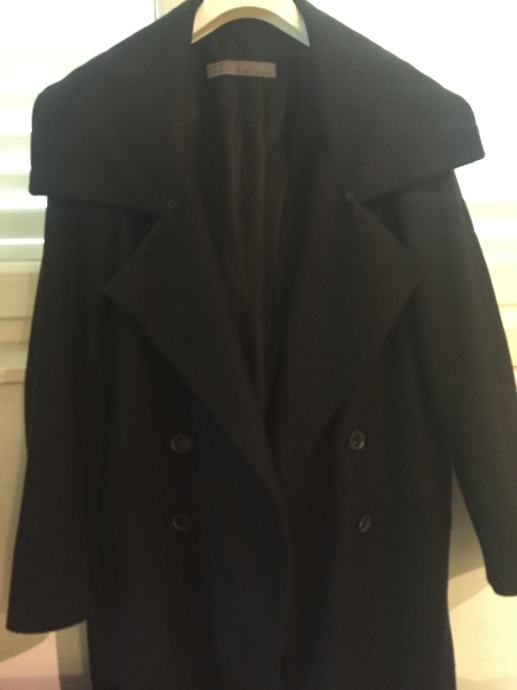 ZARA crni vuneni kaput jakna sa oversize kragnom