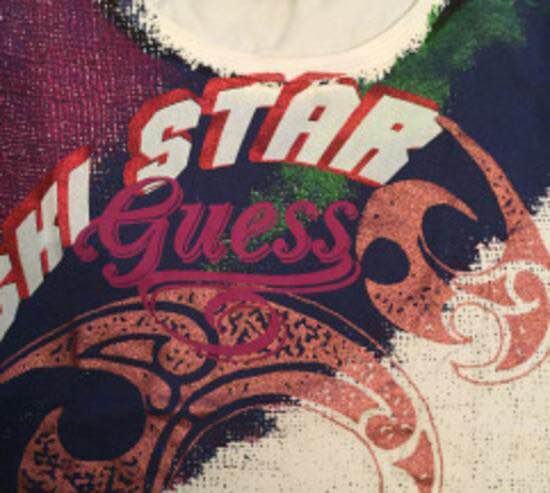 GUESS STAR original majica Tshirt glitter logo print