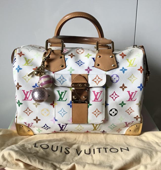 Louis Vuitton White Monogram Multi-color Fringe Bucket Bag with Pouch at  1stDibs
