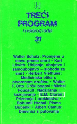 Treći program hrvatskog radija, br. 31 /1991. (Čovjek i smrt)