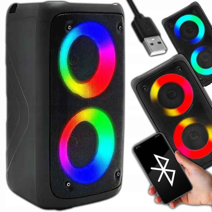 Aku. prijenosni LED RGB bluetooth 5.0 zvučnik FM USB SD POWER BASS
