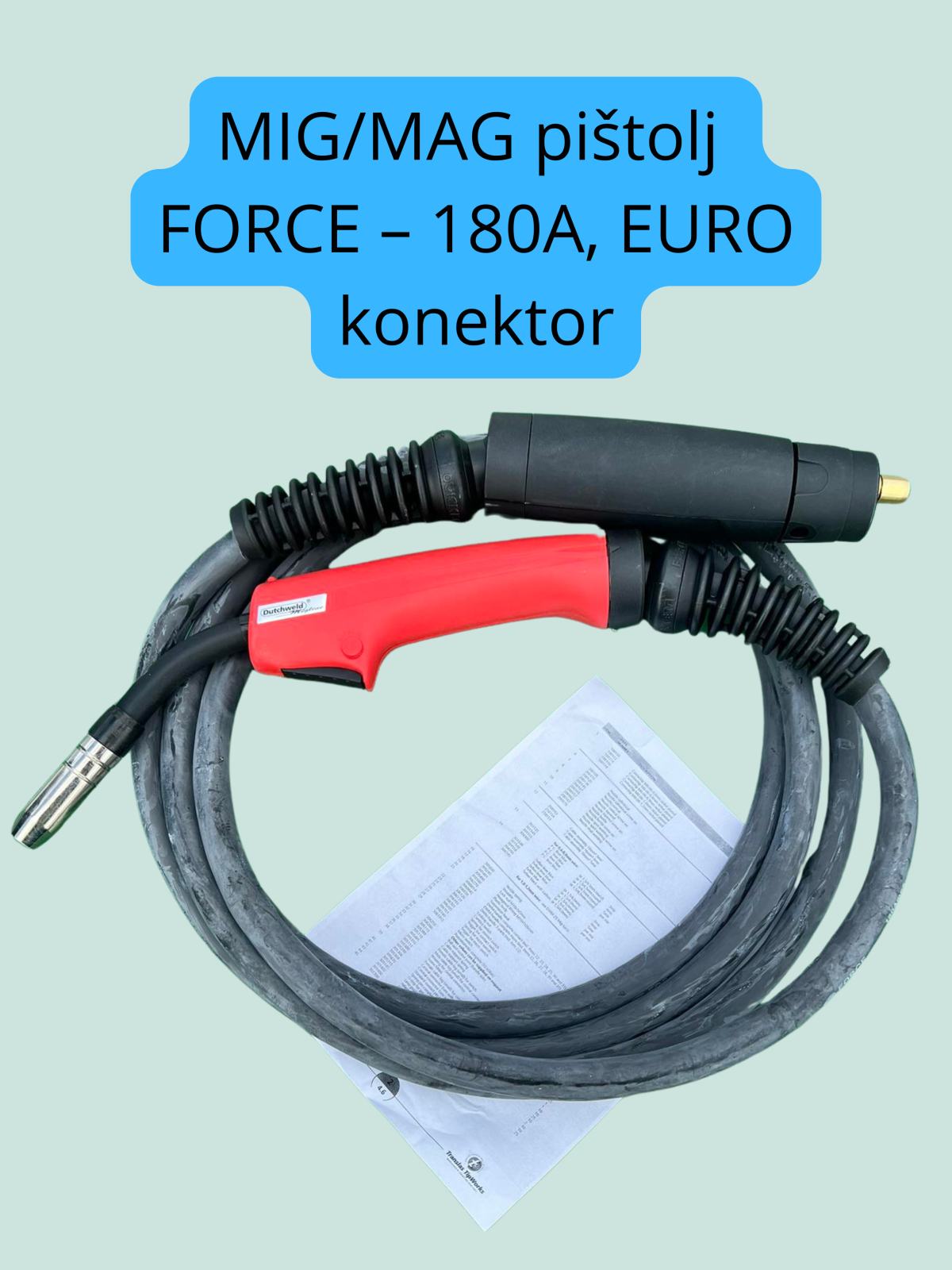 MIG/MAG pištolj FORCE – 180A, EURO konektor