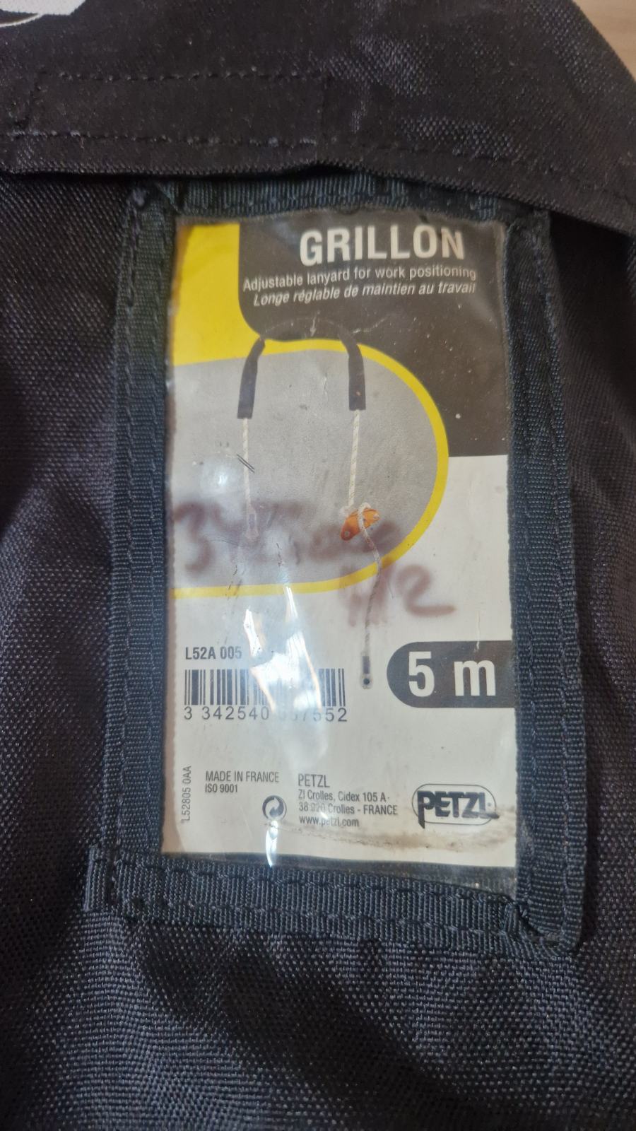 Longe De Positionnement PETZL GRILLON - 5 Mètres - Pour Travail En Hauteur Et Sécurité