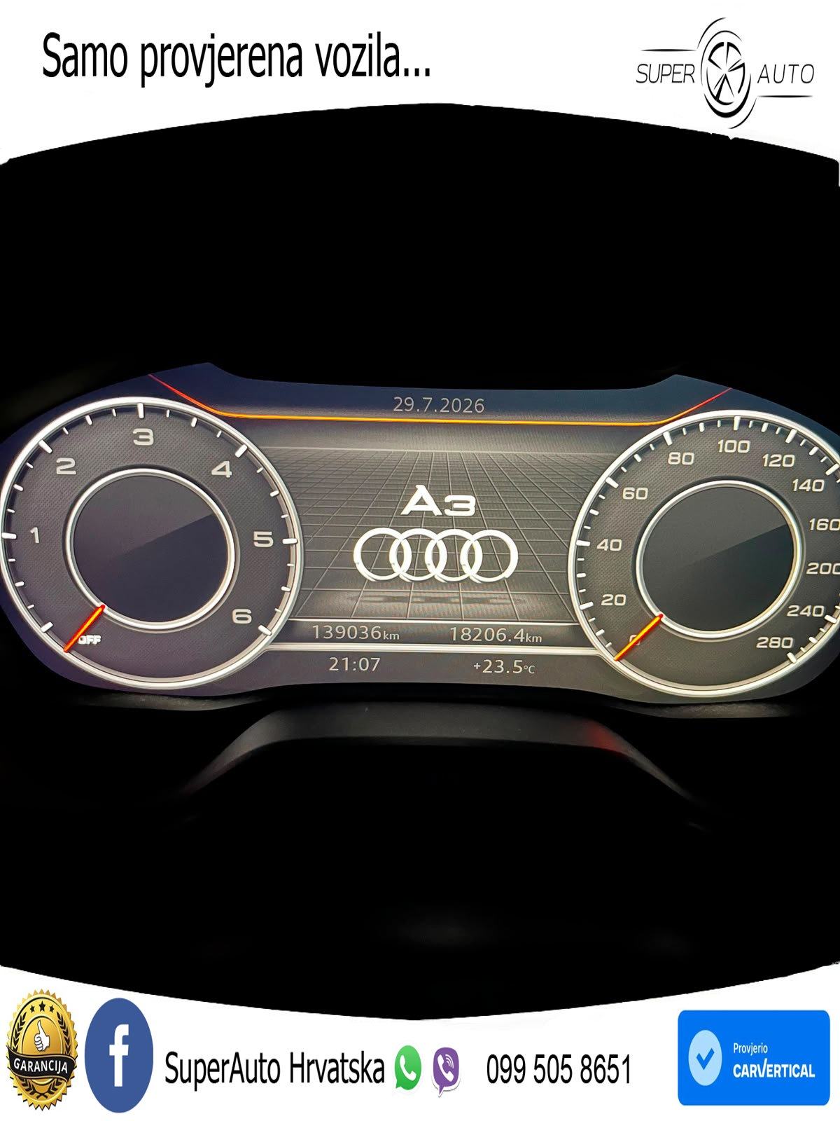 Audi A3 Sportback 2.0 TDI Sport 150 KS, LED+VIRT+GR SJED+PDC+NAVI+KLIM, fotografija 6