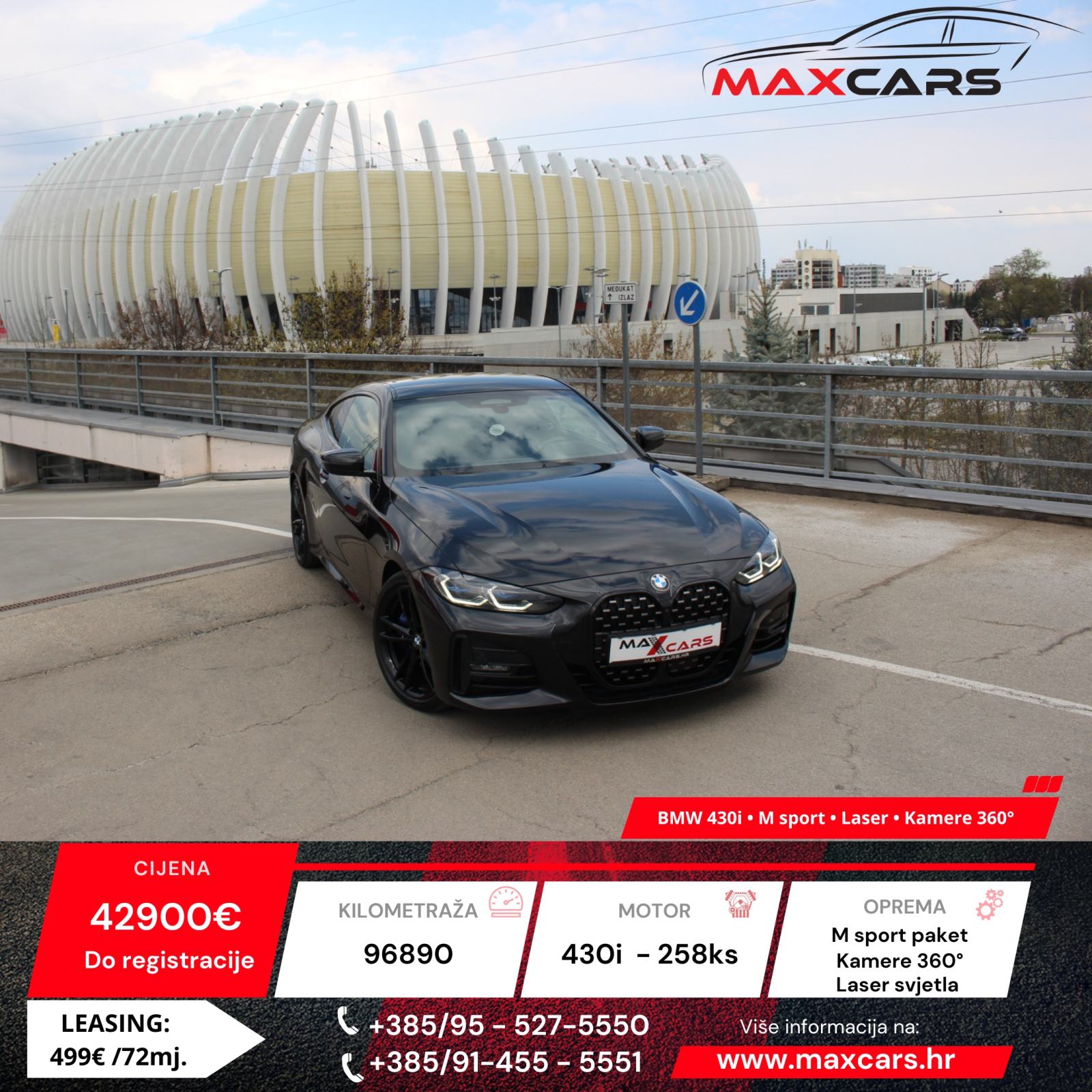 BMW 430i M sport-Laser svjetla-Kamere 360°-Head up-Memorija sjedla-R19, pogled izvana - slika 1