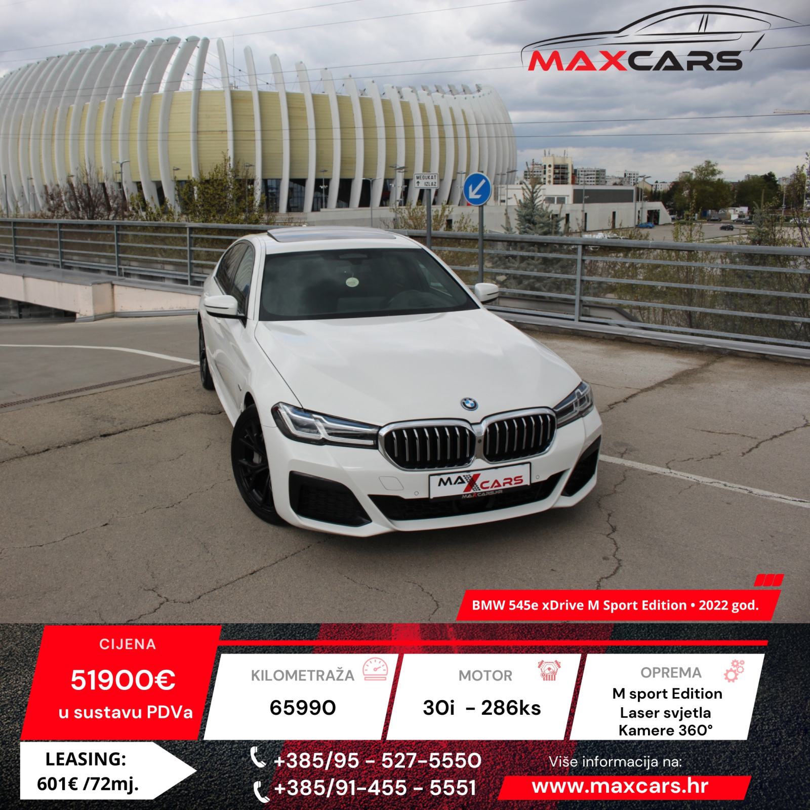 BMW 545e xDrive M Sport Edition•Laser svjetla•Koža•Head up•Šiber•PDV, pogled izvana - slika 1