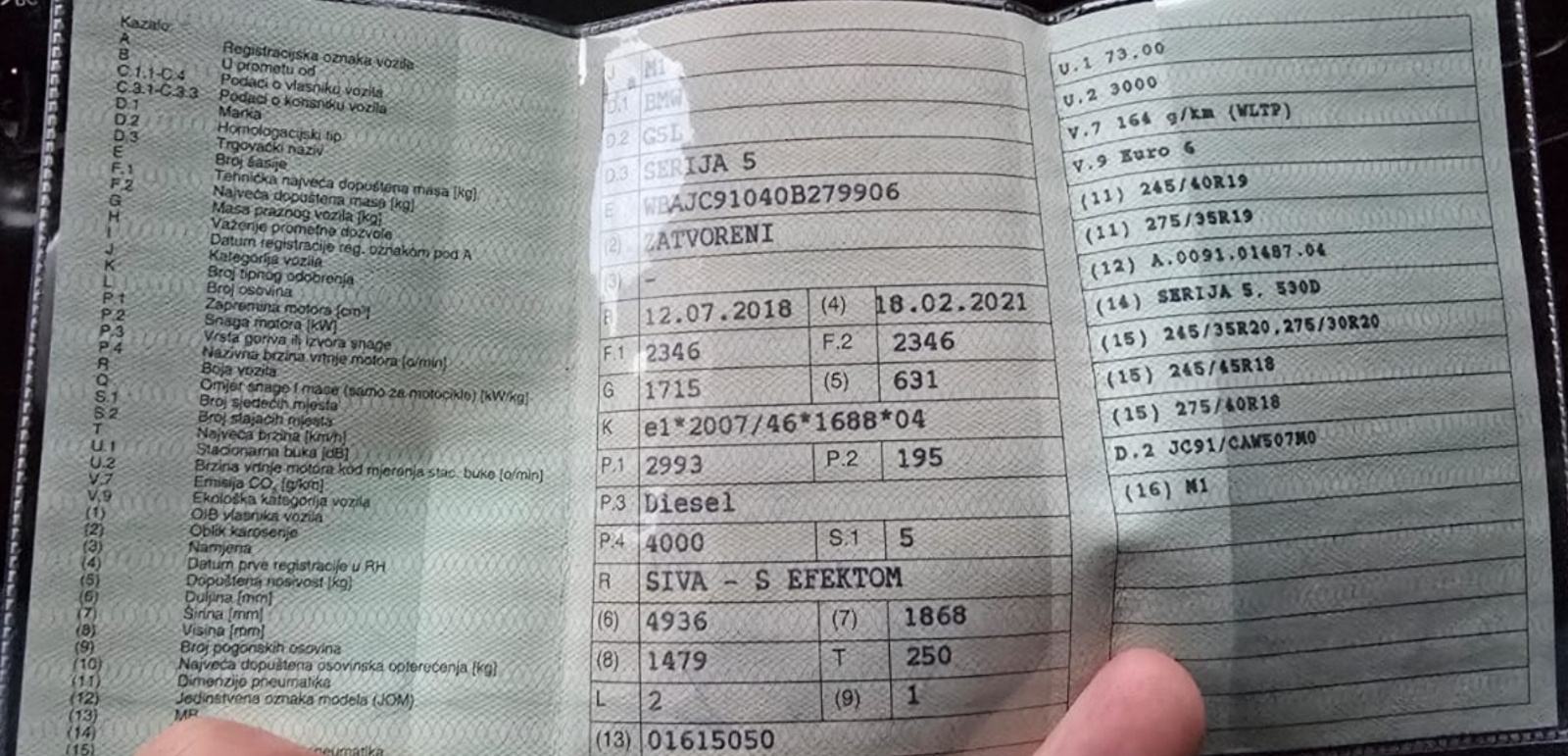 BMW serija 5 530d M paket u PDV-u, fotografija 10