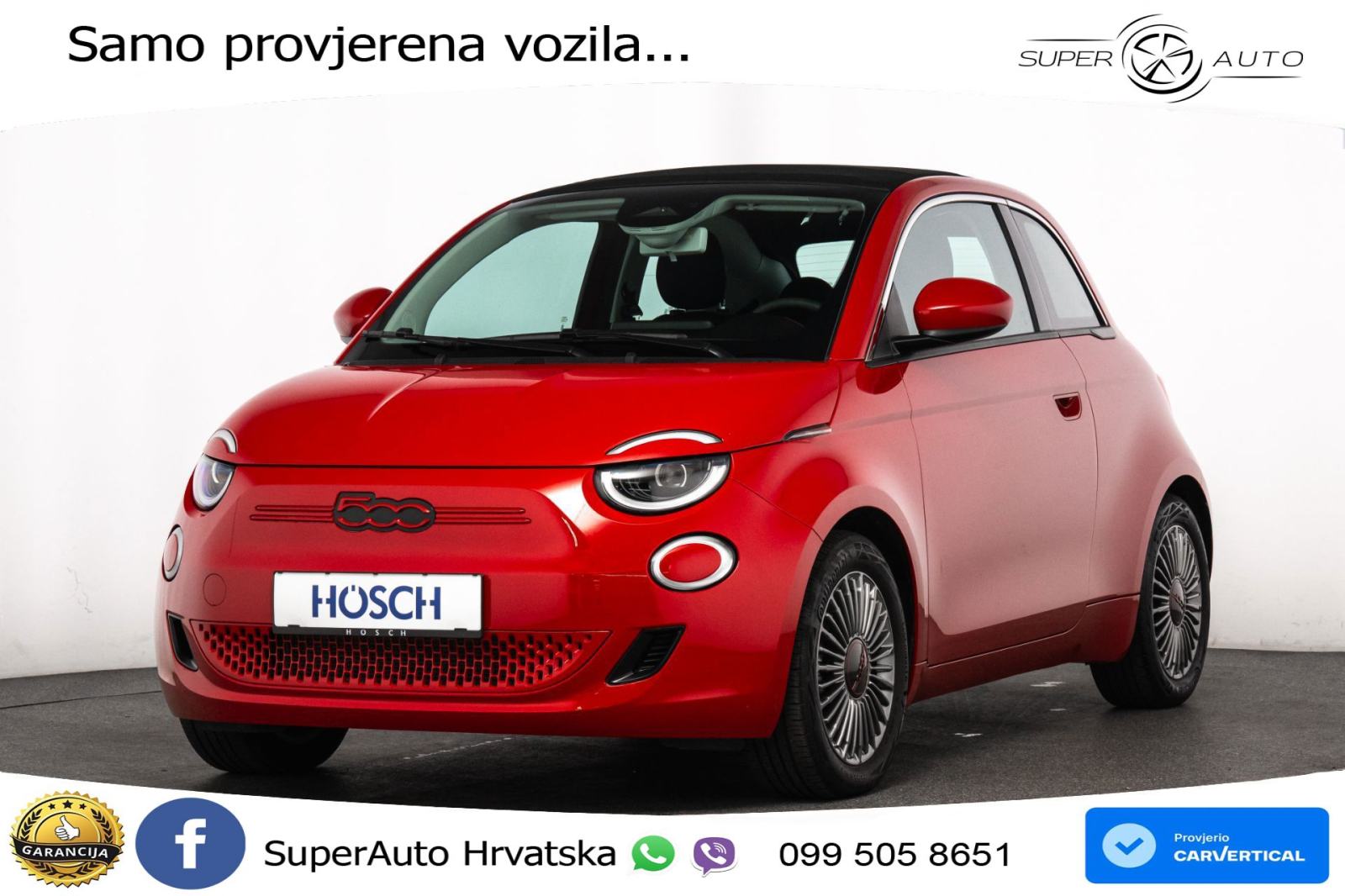 Fiat 500e 42 kWh Cabrio 118 KS, KAM+GR SJED+VIRT+NAVI, pogled izvana - slika 1