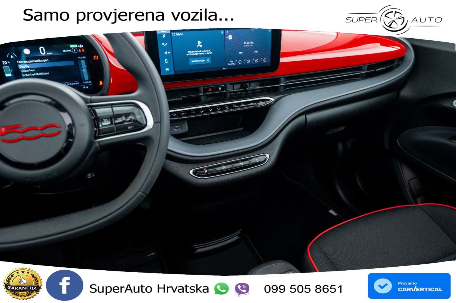 Fiat 500e 42 kWh Cabrio 118 KS, KAM+GR SJED+VIRT+NAVI, fotografija 14