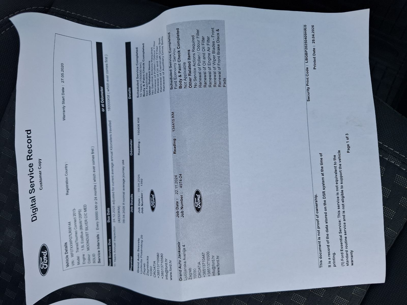 Ford Transit Connect 1,5 TDCi N1 SA 5 SJEDALA-KLIMA-HR AUTO-SERVISNA, fotografija 20
