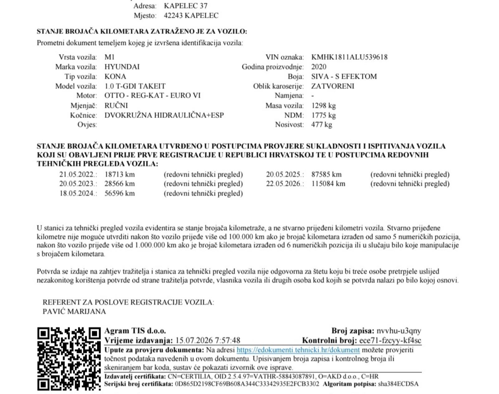 Hyundai Kona 1,0 T-GDI TAKEIT,REG.22.5.'27,NEMA PRIJEPISA, fotografija 19