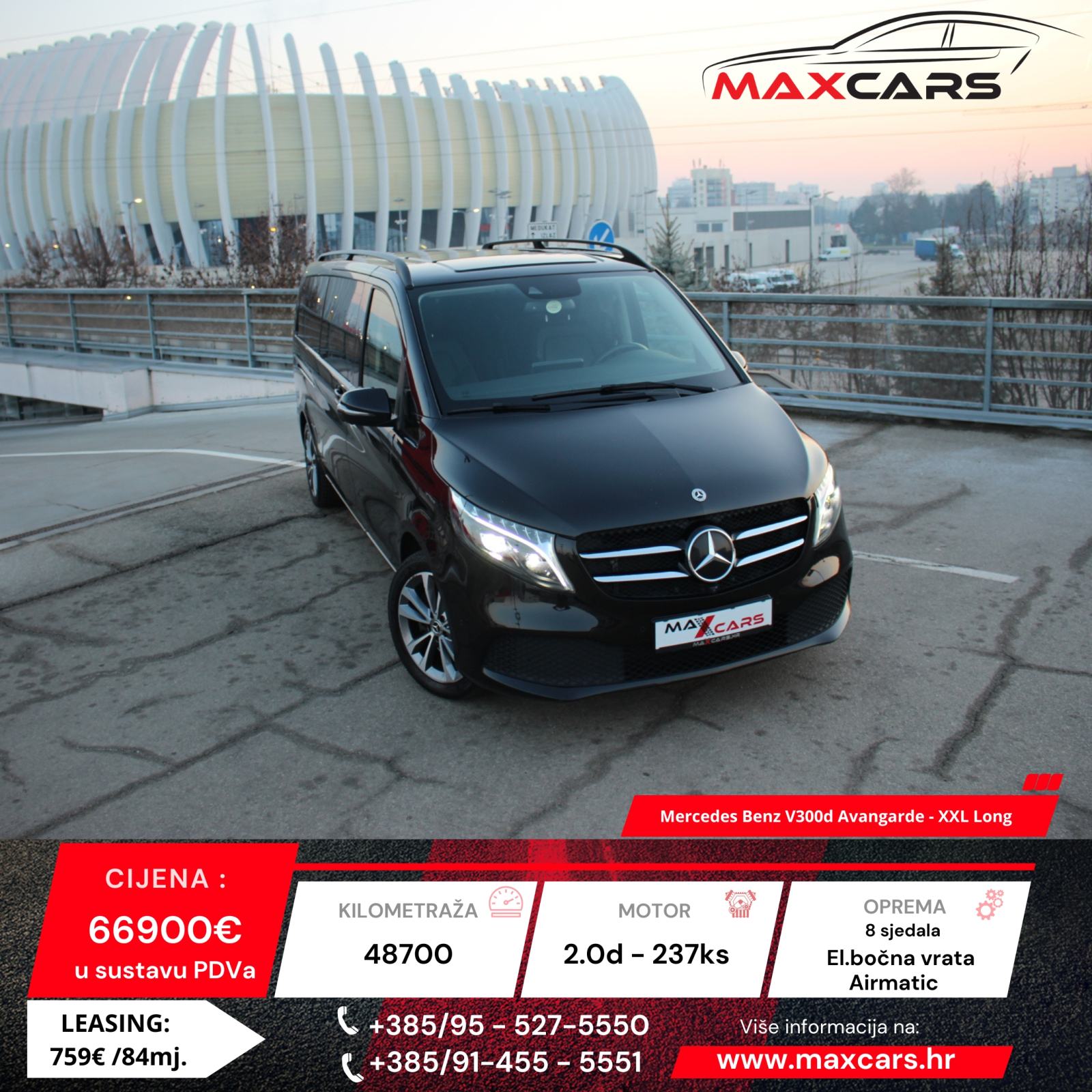 Mercedes Benz V300d Long•Avantgarde•Airmatic•Kamere 360•El.vrata•8 sje, pogled izvana - slika 1