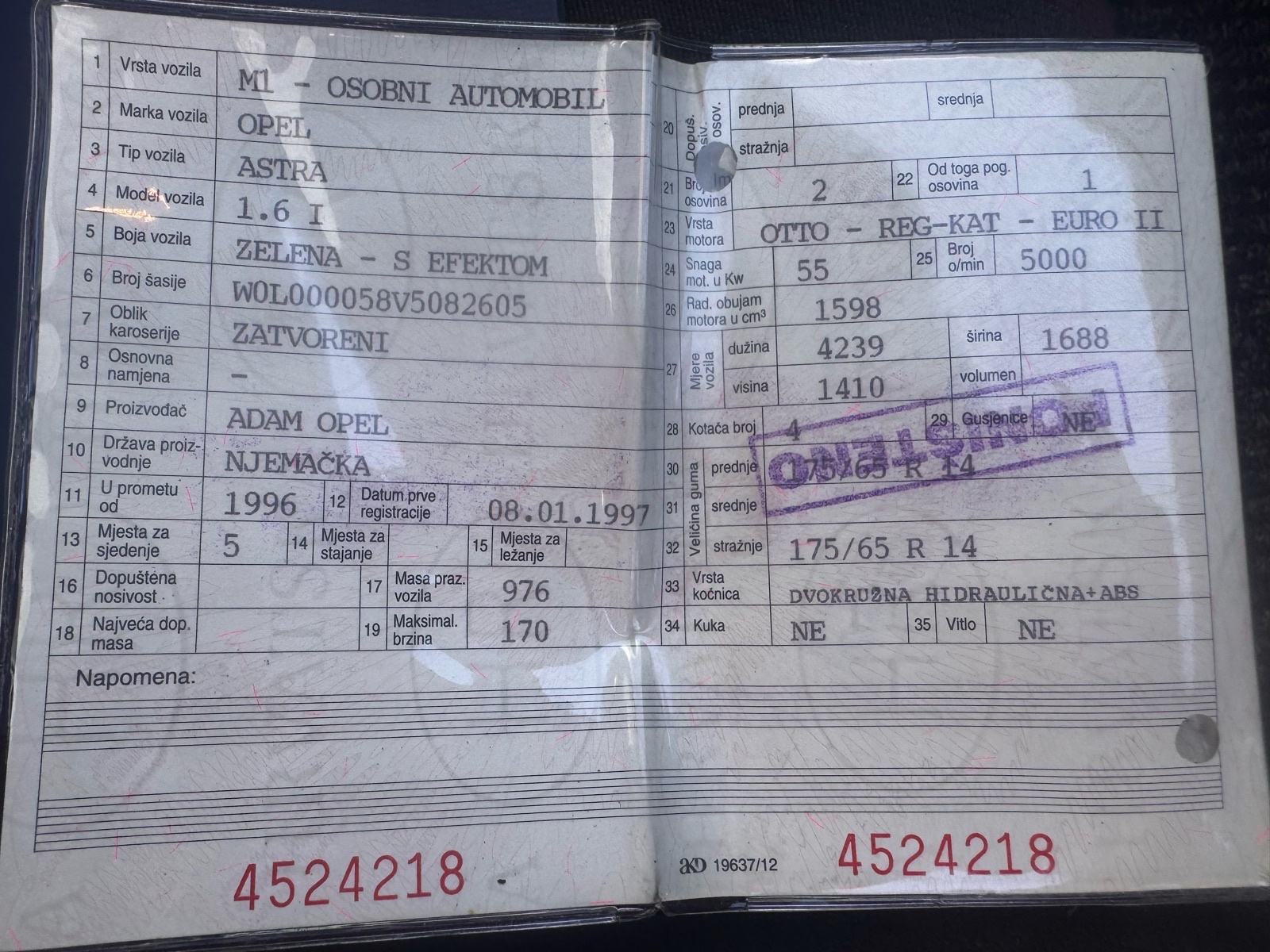 Opel Astra 1.6 i prvi vlasnik., fotografija 17