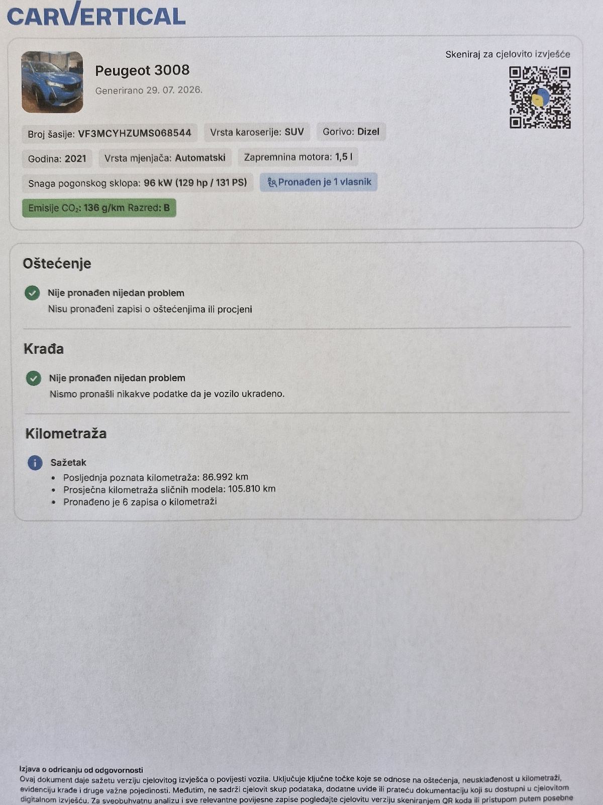 PEUGEOT 3008 1.5 BLUEHDI,EAT8,JAMSTVO 1.God,LED,KAMERA,87000km,, fotografija 19