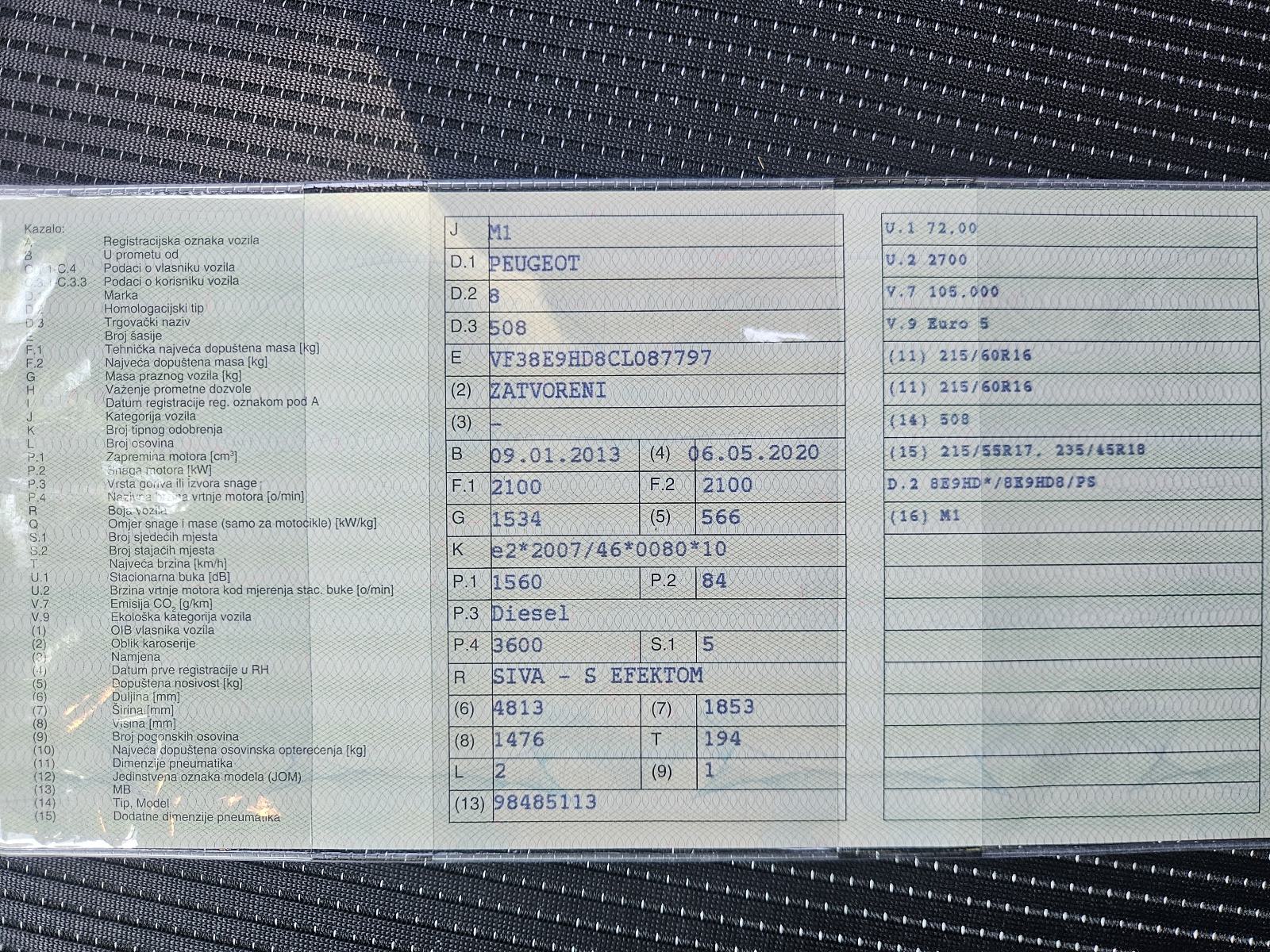 Peugeot 508 SW 1,6 HDI automatik,panorama,navi reg.18.06.2027, fotografija 18