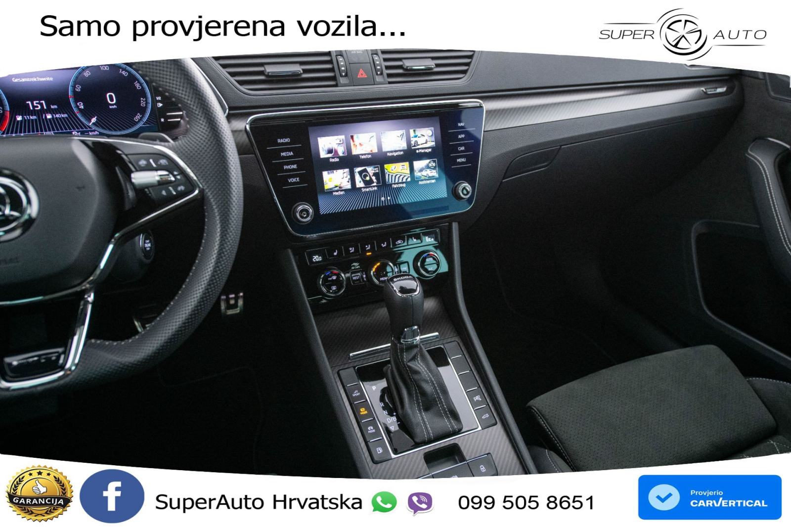 Škoda Superb 1.4 TSI DSG Sportline 218 KS, ACC+360+GR SJED+PANO+VIRT+N, fotografija 14