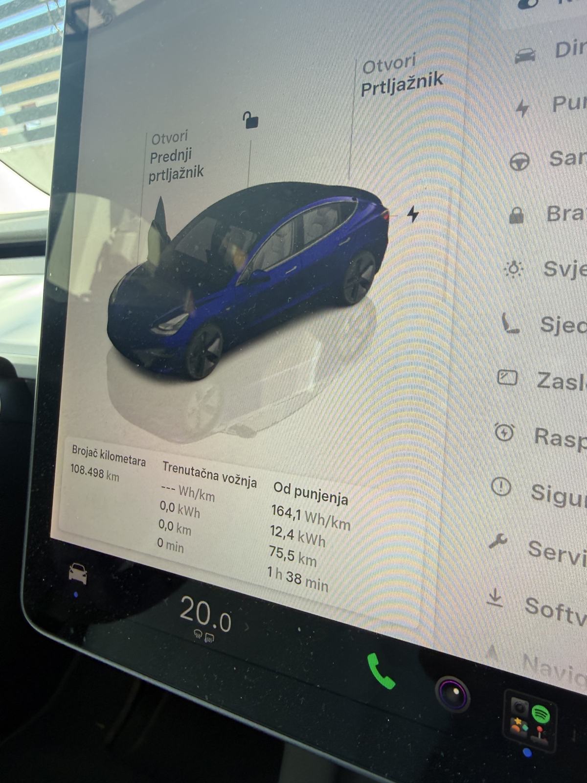 Tesla Model 3 SR RWD, LFP 60kWh, Ryzen, REDIZAJN, plavi, bijela koža!, fotografija 11