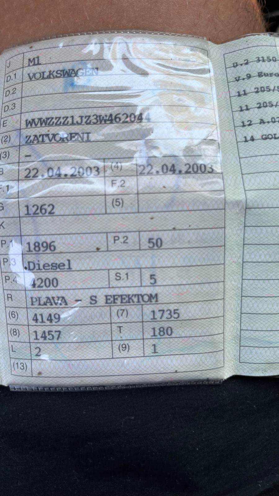 VW Golf 4 1,9 SDI 2003 god reg 4/2027 može na kreditne kartice do 36, fotografija 14