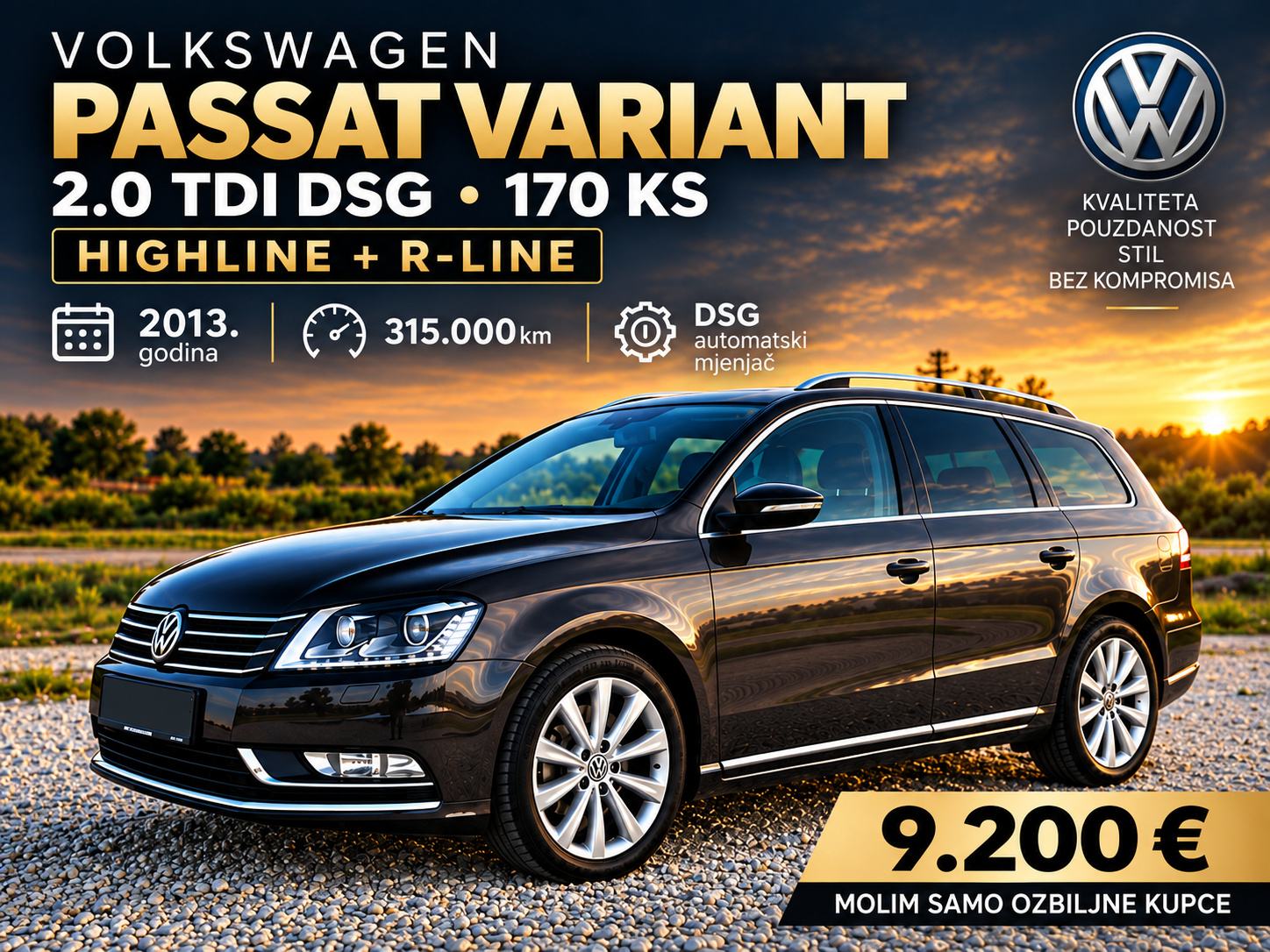 VW Passat Variant 2.0 TDI DSG | Highline + R-Line | LED | Reg 5/27, pogled izvana - slika 1