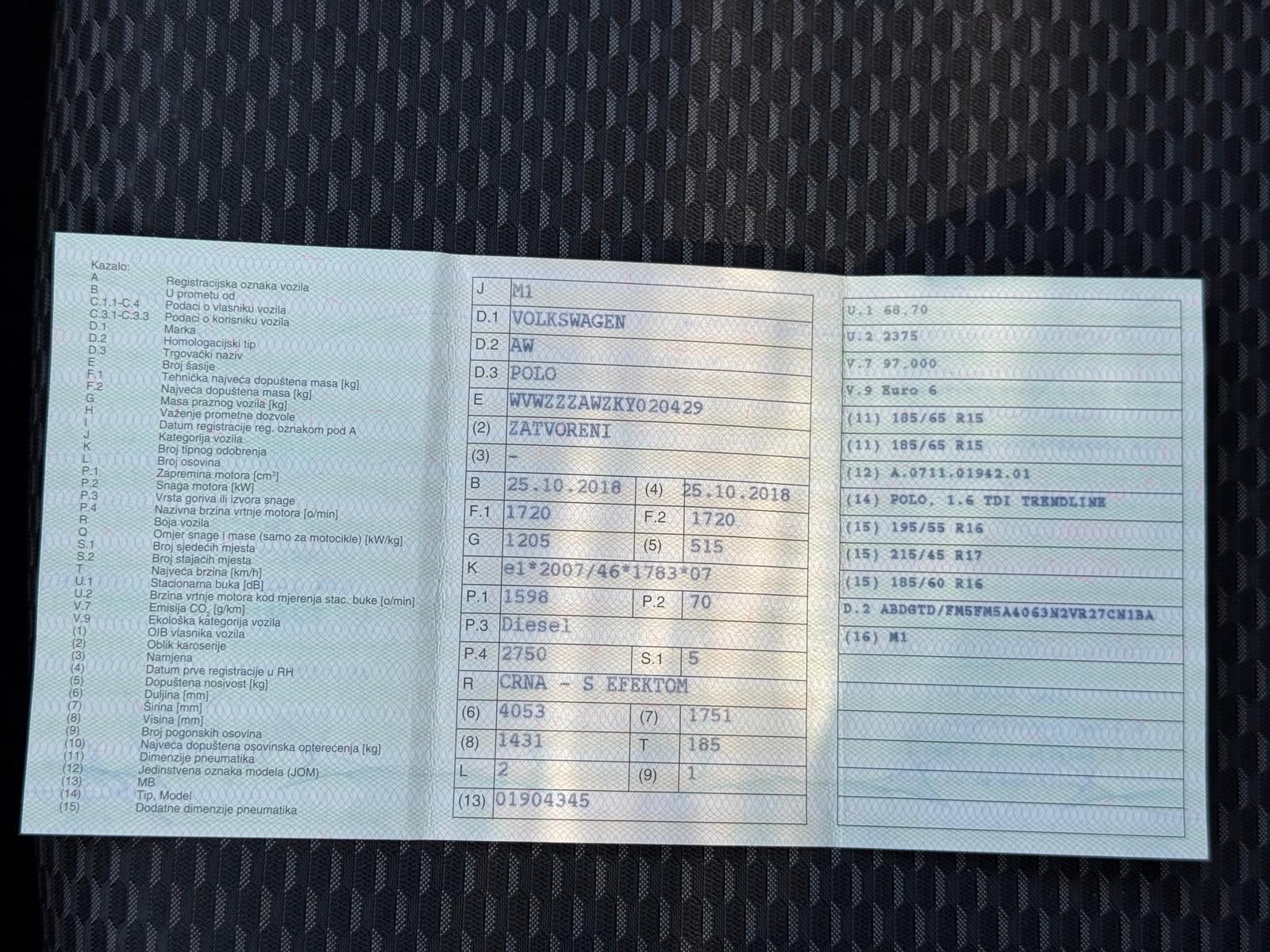 VW Polo 1,6 TDI 70KW model 2019 samo 95TKM HR VOZILO U PDV-u SERVISNA, fotografija 10