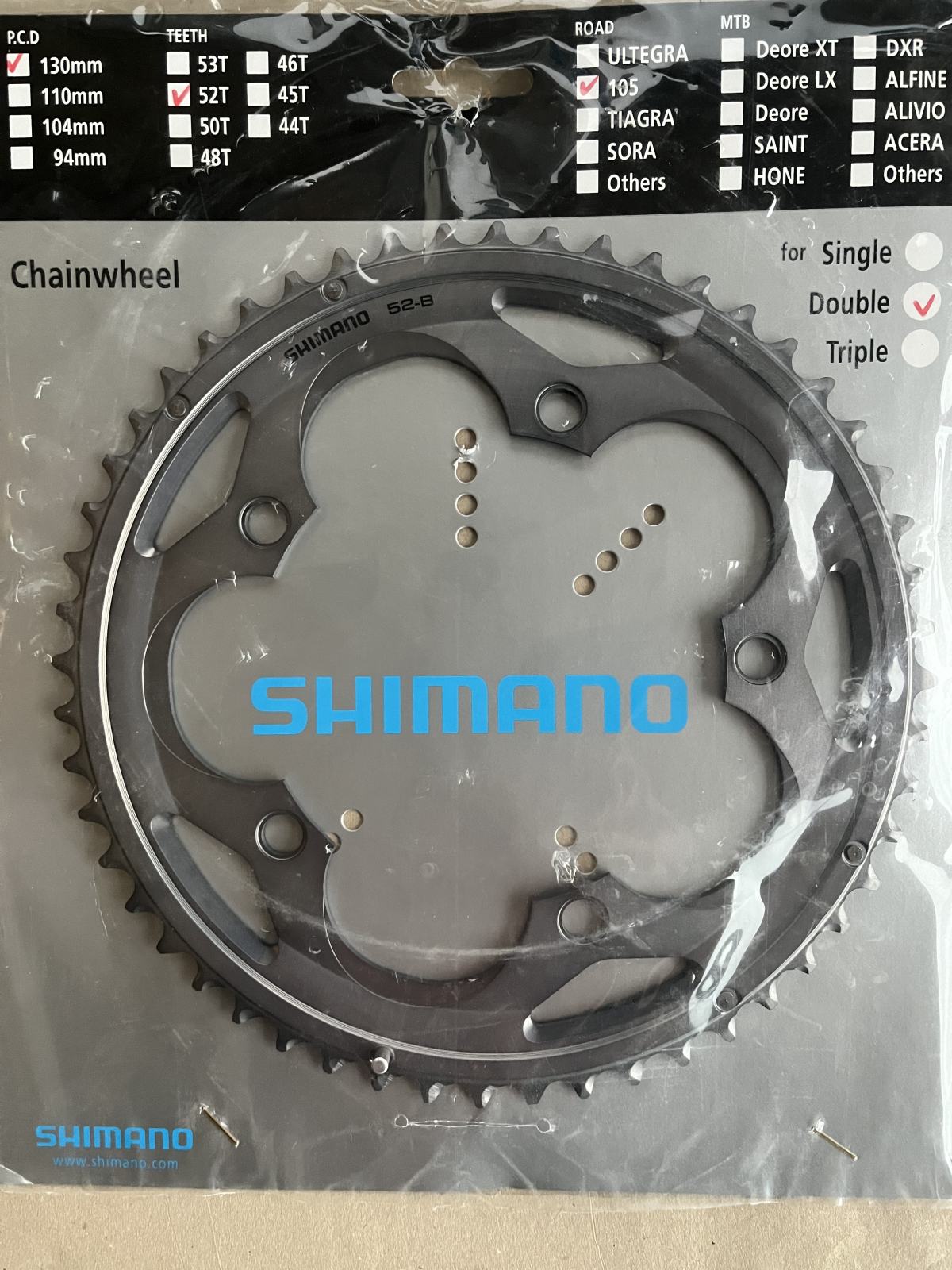 Plateau Triple Shimano 105 SC 52 Dents 130 BCD - Argent (FC-1057) Pour Vélo Route
