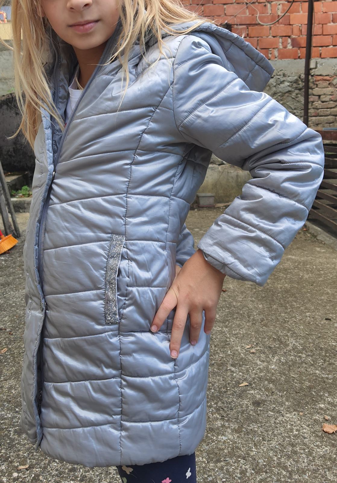 Zimska jakna za djevojčice srebrna Idexe