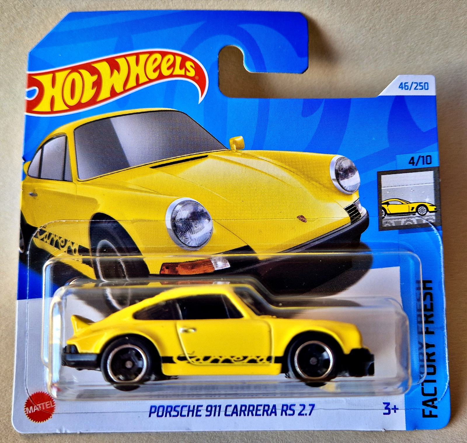 Hot Wheels Porsche 911 Carrera RS 2.7 Factory Fresh 4/10 - 1:64 Modellauto Mit Short Card & Schutzpack